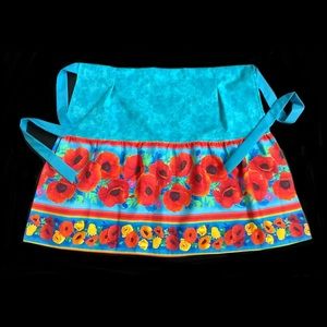 Bright blue floral border apron Christmas dinner apron